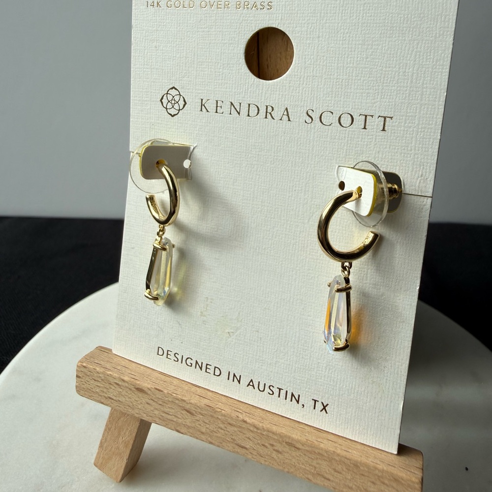 Kendra Scott Gold Hoop Huggie Earrings with Crystal Drops